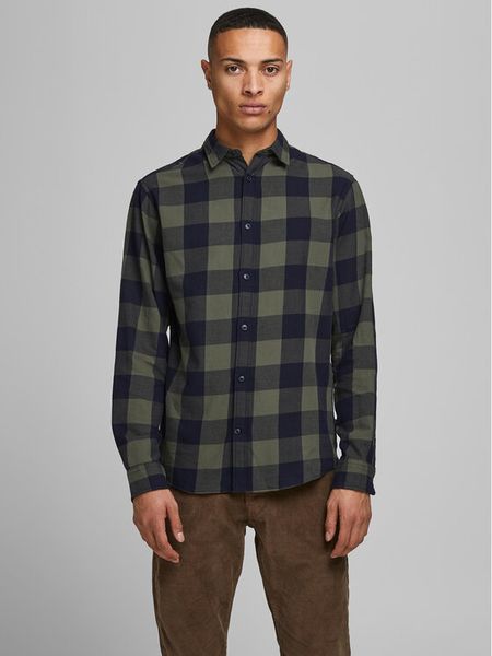 Jack & Jones Koszula 12181602 Zielony Slim Fit. Zielone koszule męskie Jack & Jones, m, bez wzorów, z bawełny, bez kołnierzyka, bez ramiączek. Za 129.99 zł.