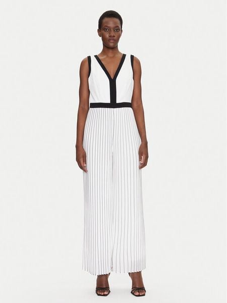 Morgan Kombinezon 251-PLISMA Biały Regular Fit. Białe sukienki damskie Morgan, bez wzorów, z syntetyku, bez kołnierzyka, bez ramiączek. Za 369.99 zł.