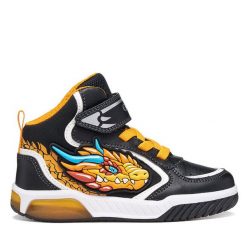 Sneakersy Geox. Czarne trampki i tenisówki chłopięce Geox, bez wzorów, bez zapięcia. Za 339.99 zł.