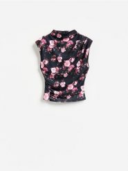 Bluzka z nadrukiem - wielobarwny. Bluzki damskie Reserved, l, bez wzorów, z tkaniny, bez kołnierzyka, bez ramiączek. Za 79.99 zł.
