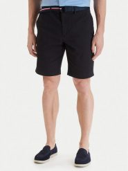Tommy Hilfiger Szorty materiałowe Denton MW0MW42349 Czarny Slim Fit. Czarne szorty męskie Tommy Hilfiger, m, bez wzorów, z bawełny. Za 369.99 zł.
