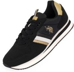 Obuwie damskie U.S. Polo Assn. trampki czarne. Czarne trampki i tenisówki damskie U.S. Polo Assn., z aplikacjami, ze skóry, eleganckie, bez zapięcia. Za 256.99 zł.