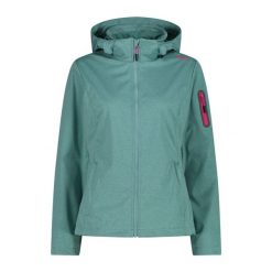 Damska kurtka turystyczna z kapturem CMP. Zielone kurtki damskie CMP, xs, bez wzorów, z softshellu, z kapturem. Za 371.50 zł.