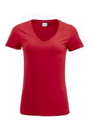 Clique Arden damska koszulka z dekoltem w serek, elastyczny single jersey – red. Czerwone t-shirty damskie CLIQUE, l, bez wzorów, z bawełny, bez kołnierzyka. Za 113.12 zł.