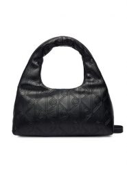 Calvin Klein Torebka Emblem Aop Puffer Bag With Strap LV04F3200G Czarny. Czarne torebki do ręki damskie Calvin Klein, bez wzorów, ze skóry, bez dodatków. Za 449.99 zł.