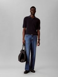 Calvin Klein Jeans koszulka polo z dzianiny Mężczyźni Bawełna (100%) niebieski, L. Niebieskie koszulki polo męskie Calvin Klein Jeans, l, bez wzorów, z bawełny, eleganckie, bez ramiączek. Za 329.95 zł.