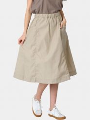 Spódnica Damska Fjallraven Vardag W. Brązowe spódnice damskie Fjällräven, na lato, bez wzorów, z bawełny, midi, dopasowane. Za 669.00 zł.
