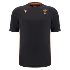 Koszulka Walii TRV 2024. Czarne koszulki sportowe męskie Macron, bez wzorów, bez kołnierzyka, bez ramiączek. Za 190.00 zł.