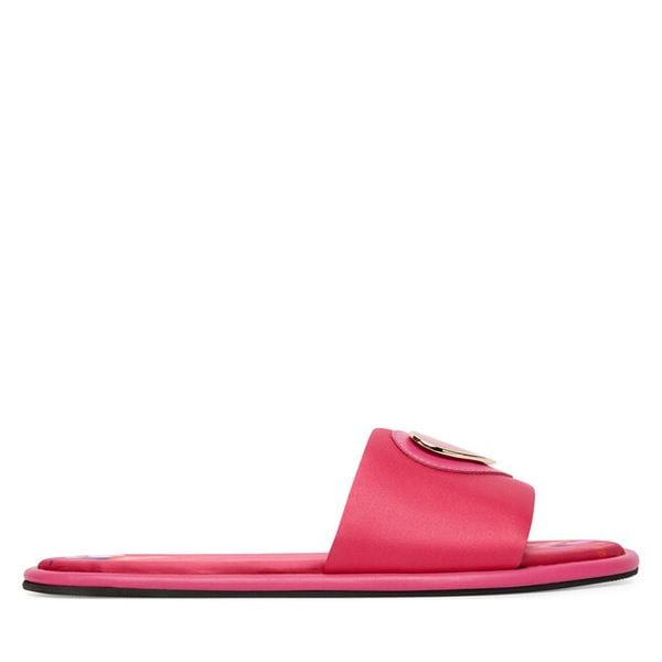 Klapki LOVE MOSCHINO. Czerwone klapki damskie Love Moschino, bez wzorów, bez obcasa. Za 457.99 zł.