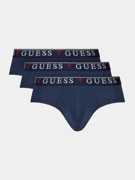Guess Komplet slipów U97G00 KCD31 Granatowy. Niebieskie slipki męskie Guess, l, z aplikacjami, z bawełny. Za 119.99 zł.