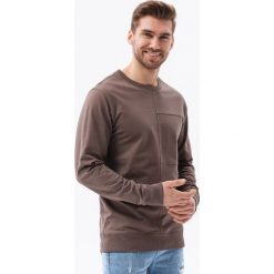 Bluza męska bez kaptura z przeszyciami - kawowa V9. Bluzy męskie Ombre Clothing, m, bez wzorów, bez kaptura. W wyprzedaży za 39.99 zł.