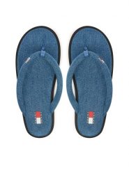 Tommy Jeans Japonki Tjw Padded Denim Casual Sandal EN0EN03021 Niebieski. Niebieskie klapki damskie Tommy Jeans, bez wzorów, z denimu, casualowe, bez obcasa. Za 289.99 zł.