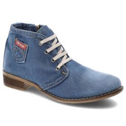 Jeansowe Botki Artiker Damskie Wygodne Obuwie. Niebieskie botki damskie Artiker, na wiosnę, z jeansu, bez obcasa, na płaskiej podeszwie, bez zapięcia. Za 259.00 zł.