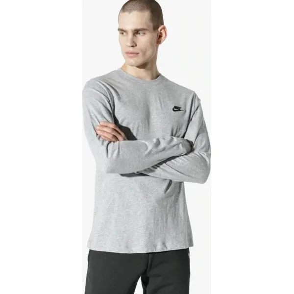 Nike Koszulka Ls M Nsw Club Tee - Ls , szary, rozmiar L. Szare bluzki z długim rękawem męskie Nike, l, bez wzorów, z bawełny, klasyczne, bez kołnierzyka. Za 99.99 zł.