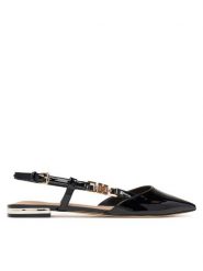 Guess Sandały FLTFR2 PAF05 Czarny. Czarne sandały damskie Guess, z aplikacjami, ze skóry, bez obcasa, na płaskiej podeszwie, bez zapięcia. Za 449.99 zł.