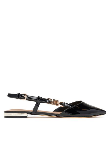 Guess Sandały FLTFR2 PAF05 Czarny. Czarne sandały damskie Guess, z aplikacjami, ze skóry, bez obcasa, na płaskiej podeszwie, bez zapięcia. Za 449.99 zł.