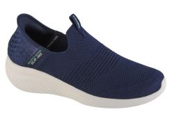 Buty do chodzenia damskie, Skechers Ultra Flex 3.0 Smooth Step. Niebieskie obuwie sportowe damskie Skechers, bez wzorów, z jersey, trekkingowe. Za 495.00 zł.