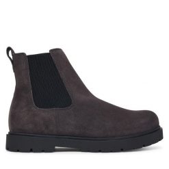 Sztyblety Birkenstock. Szare botki męskie Birkenstock, bez wzorów, bez zapięcia. Za 854.99 zł.