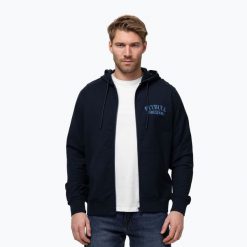 Bluza męska Pitbull Midnight Sweatshirt Zip Hooded. Niebieskie bluzy męskie PITBULL, l, bez wzorów, z bawełny, bez kaptura. Za 259.99 zł.
