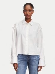 HUGO Koszula Ekla 50562977 Biały Oversize. Białe bluzki damskie Hugo, bez wzorów, z bawełny, bez kołnierzyka, bez ramiączek. Za 384.99 zł.