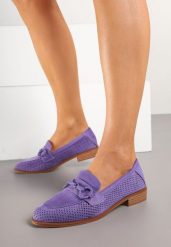 Fioletowe Ażurowe Mokasyny Vices ze Skórzaną Wkładką Felastra. Fioletowe mokasyny damskie Born2be, z jeansu, eleganckie. Za 79.99 zł.