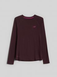 4F Longsleeve trekkingowy z włókna bambusowego damski - brązowy M. Brązowe koszulki sportowe damskie 4f, l, bez wzorów, z włókna, bez kołnierzyka, bez ramiączek, trekkingowe. Za 149.99 zł.