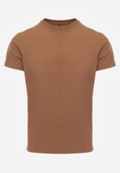 Brązowa Gładka Koszulka T-shirt z Bawełny o Prostym Kroju Sarusa. Brązowe t-shirty męskie Born2be, l, bez wzorów, z bawełny, klasyczne, bez kołnierzyka. Za 49.99 zł.