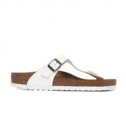 Japonki damskie Birkenstock 745531. Białe klapki damskie Birkenstock, bez wzorów, z materiału, klasyczne, bez obcasa. Za 390.20 zł.