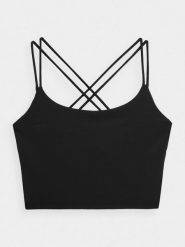 4F Crop top do jogi i pilatesu z materiałów z recyklingu damski XL. Brązowe koszulki sportowe damskie 4f, m, bez wzorów, z materiału, bez kołnierzyka, bez ramiączek, na jogę i pilates. W wyprzedaży za 29.99 zł.