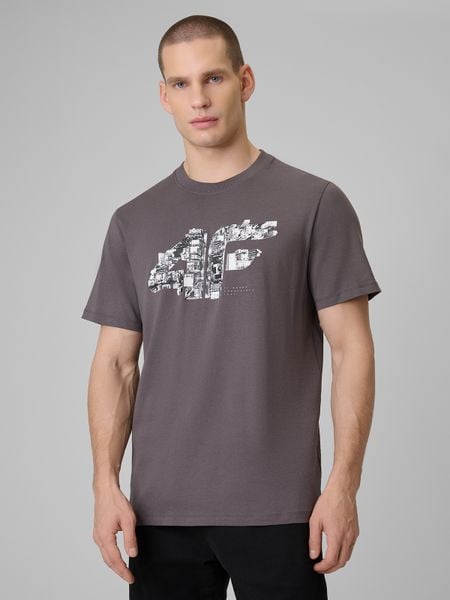 Чоловічий t-shirt regular з принтом - сірий. T-shirty męskie 4f, s, bez wzorów, bez kołnierzyka. Za 699.90 zł.