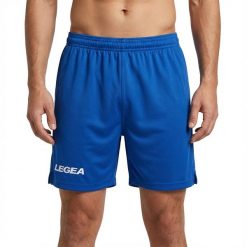 Mężczyzna Running Szorty Kluczowe Cechy Model. Niebieskie krótkie spodenki sportowe męskie Legea, m, bez wzorów, z materiału, do biegania. Za 40.00 zł.
