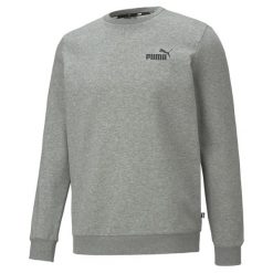 Męska bluza dresowa z małym logo i okrągłym dekoltem Essentials PUMA. Szare bluzy męskie Puma, m, bez wzorów, z dresówki, bez kaptura, na fitness i siłownię. Za 209.00 zł.