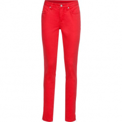 Spodnie ze stretchem SKINNY bonprix truskawkowy. Czerwone spodnie materiałowe damskie bonprix. Za 59.99 zł.