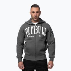 Bluza męska Pitbull Norton Hooded Zip. Szare bluzy sportowe męskie PITBULL, l, bez wzorów, z bawełny, bez kaptura, na fitness i siłownię. Za 239.99 zł.