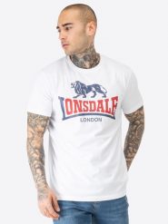 Koszulka Lonsdale Lion Two Tone Regular Fit. Białe koszulki sportowe męskie Lonsdale, xl, bez wzorów, z bawełny, bez kołnierzyka, bez ramiączek, na fitness i siłownię. Za 119.50 zł.