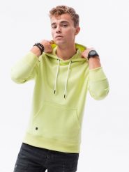Bluza męska z kapturem BASIC - limonkowa V8 - Rozmiar: XL. Żółte bluzy męskie Ombre Clothing, m, bez wzorów, z bawełny, z kapturem. Za 57.99 zł.