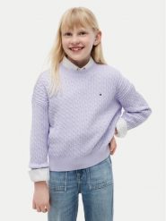 Tommy Hilfiger Sweter KG0KG08848 Fioletowy jasny Regular Fit. Fioletowe swetry dla dziewczynek Tommy Hilfiger, bez wzorów, z bawełny, bez kołnierzyka, bez ramiączek, bez kaptura. Za 329.99 zł.