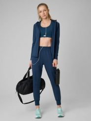 4F Spodnie treningowe szybkoschnące damskie - turkusowe XS. Niebieskie spodnie sportowe damskie 4f, xs, bez wzorów, z elastanu, na fitness i siłownię. Za 179.99 zł.