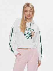 Guess Bluza Zoey V4GQ04 KC6V1 Biały Regular Fit. Białe bluzy damskie Guess, xl, z aplikacjami, z bawełny, bez kaptura. Za 179.99 zł.