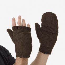 Mitenki dzianinowe Solognac 500. Brązowe rękawiczki męskie SOLOGNAC, bez wzorów, z dzianiny, sportowe. Za 69.99 zł.