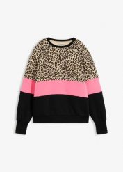 Bluza z mieszanki bawełny. Czarne bluzy damskie bonprix, bez wzorów, z bawełny, bez kaptura. Za 94.99 zł.
