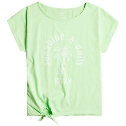 Koszulka turystyczna dla dzieci Roxy Pura Playa. Zielone bluzki dla dziewczynek Roxy, bez wzorów, z bawełny, bez kołnierzyka, bez ramiączek. Za 65.55 zł.