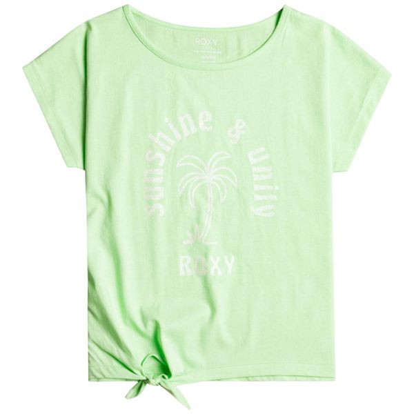 Koszulka dziewczęca Roxy Pura Playa z krótkim rękawem zielona. Zielone bluzki dla dziewczynek Roxy, bez wzorów, z bawełny, bez ramiączek. Za 65.55 zł.