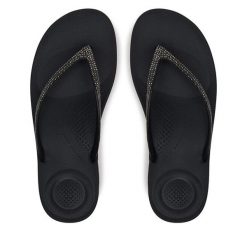 Japonki FitFlop. Czarne klapki damskie FitFlop, bez wzorów, bez obcasa. Za 129.99 zł.