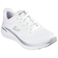 Buty do chodzenia damskie Skechers Bkrg Arch Fit. Białe obuwie sportowe damskie Skechers, bez wzorów, z materiału, do biegania, Skechers Sport. Za 429.99 zł.