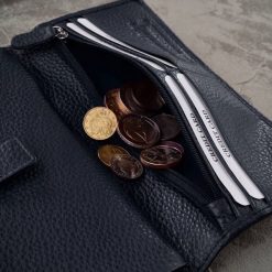 Paolo Peruzzi Duży portfel damski skórzany granatowy z miejscem na telefon kopertówka T-141-NV. Niebieskie kopertówki damskie Paolo Peruzzi, bez wzorów. Za 146.94 zł.