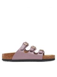 Birkenstock Klapki Florida 1029769 Fioletowy. Fioletowe klapki damskie Birkenstock, bez wzorów, ze skóry, bez obcasa. Za 309.99 zł.