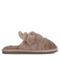 Kapcie Home & Relax. Brązowe kapcie damskie Home & Relax, bez wzorów. Za 69.99 zł.