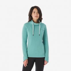 Bluza turystyczna damska Quechua NH100. Zielone bluzy sportowe damskie QUECHUA, s, bez wzorów, z bawełny, bez kaptura, trekkingowe. Za 109.99 zł.