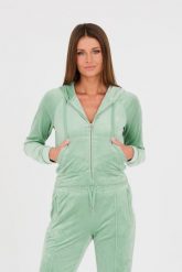 JUICY COUTURE Seledynowa bluza Madison. Niebieskie bluzy damskie Juicy Couture, s, bez wzorów, z kapturem. W wyprzedaży za 276.99 zł.